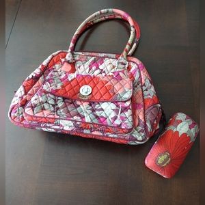 Vera Bradley set of Bohemian Blooms satchel and glasses case Retired Vintage